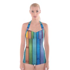 Rainbow Boyleg Halter Swimsuit  by zappwaits