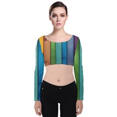 Rainbow Velvet Long Sleeve Crop Top by zappwaits