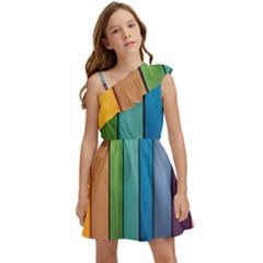 Rainbow Kids  One Shoulder Party Dress by zappwaits