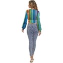 Rainbow Long Sleeve Deep-V Velour Top View4