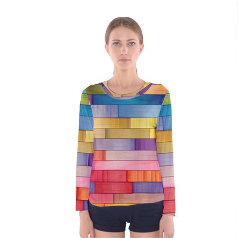 Rainbow Wood Women s Long Sleeve T-shirt by zappwaits