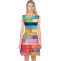 Rainbow Wood Capsleeve Midi Dress View1