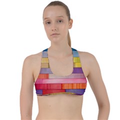 Rainbow Wood Criss Cross Racerback Sports Bra