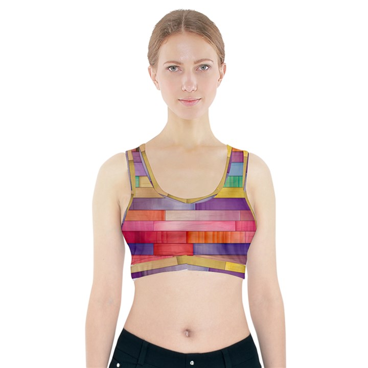 Rainbow Wood Sports Bra With Pocket