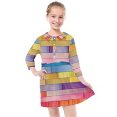 Rainbow Wood Kids  Quarter Sleeve Shirt Dress