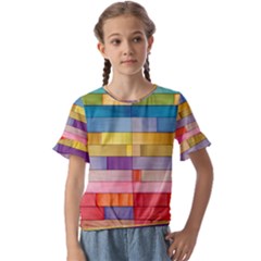 Rainbow Wood Kids  Cuff Sleeve Scrunch Bottom T-Shirt