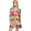 Rainbow Wood Tiered Long Sleeve Mini Dress View1