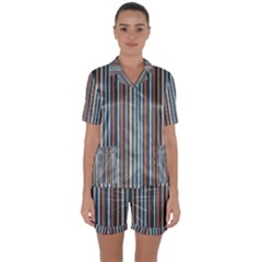 Stripes Satin Short Sleeve Pajamas Set by zappwaits