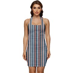 Stripes Sleeveless Wide Square Neckline Ruched Bodycon Dress by zappwaits