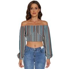 Stripes Long Sleeve Crinkled Weave Crop Top by zappwaits