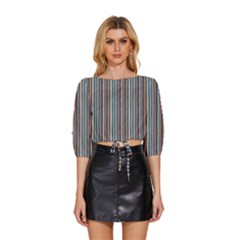 Stripes Mid Sleeve Drawstring Hem Top by zappwaits