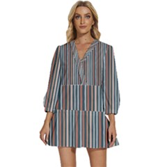 Stripes V-neck Placket Mini Dress by zappwaits