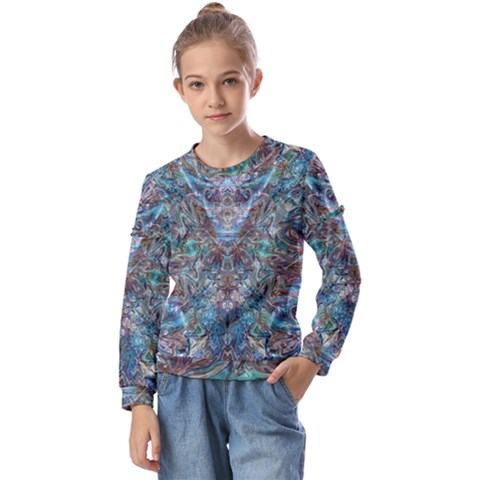 Scary Face Pour Kids  Long Sleeve T-shirt With Frill  by kaleidomarblingart