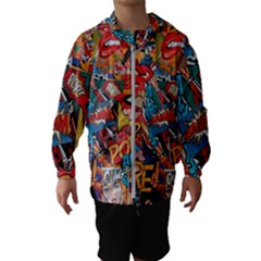 Comic Cartoon Pattern Kids  Hooded Windbreaker