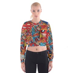 Comic Cartoon Pattern Cropped Sweatshirt