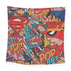 Comic Cartoon Pattern Square Tapestry (large)