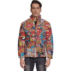 Comic Cartoon Pattern Men s Puffer Bubble Jacket Coat by pakminggu