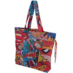 Comic Cartoon Pattern Drawstring Tote Bag by pakminggu