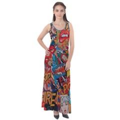 Comic Cartoon Pattern Sleeveless Velour Maxi Dress by pakminggu