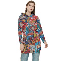 Comic Cartoon Pattern Women s Long Oversized Pullover Hoodie