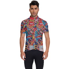 Comic Cartoon Pattern Men s Short Sleeve Cycling Jersey by pakminggu