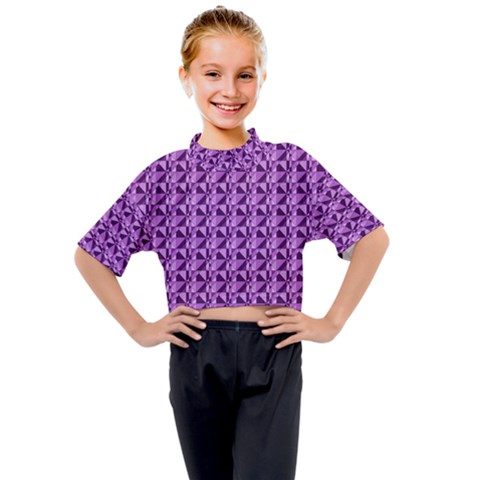 Violet Geometry Kids Mock Neck T-shirt by Sparkle