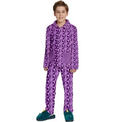 Violet Geometry Kids  Long Sleeve Velvet Pajamas Set by Sparkle