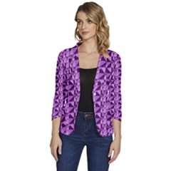 Violet Geometry Women s One-button 3/4 Sleeve Short Jacket by Sparkle