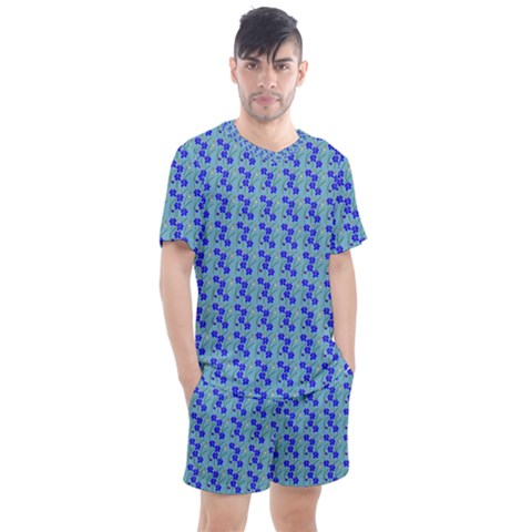 Skyblue Floral Men s Mesh T-shirt And Shorts Set by Sparkle