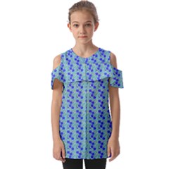 Skyblue Floral Fold Over Open Sleeve Top by Sparkle