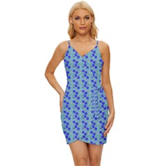 Skyblue Floral Wrap Tie Front Dress by Sparkle