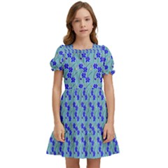 Skyblue Floral Kids  Puff Sleeved Dress by Sparkle