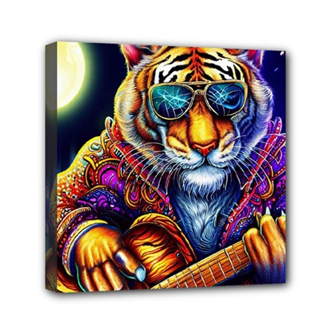 Tiger Rockingstar Mini Canvas 6  X 6  (stretched) by Sparkle