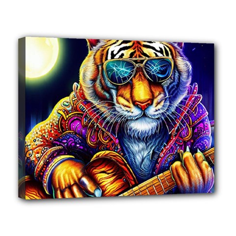 Tiger Rockingstar Canvas 14  X 11  (stretched) by Sparkle