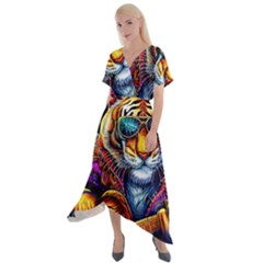 Tiger Rockingstar Cross Front Sharkbite Hem Maxi Dress by Sparkle