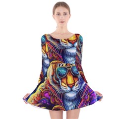 Tiger Rockingstar Long Sleeve Velvet Skater Dress