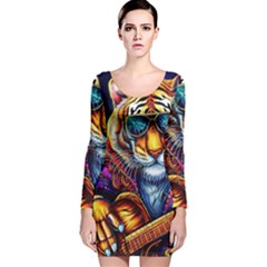 Tiger Rockingstar Long Sleeve Velvet Bodycon Dress