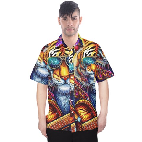 Tiger Rockingstar Men s Hawaii Shirt by Sparkle