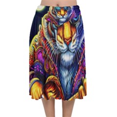 Tiger Rockingstar Velvet Flared Midi Skirt