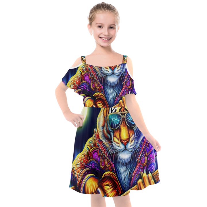 Tiger Rockingstar Kids  Cut Out Shoulders Chiffon Dress