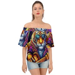 Tiger Rockingstar Off Shoulder Short Sleeve Top by Sparkle