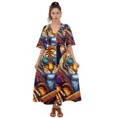 Tiger Rockingstar Kimono Sleeve Boho Dress by Sparkle