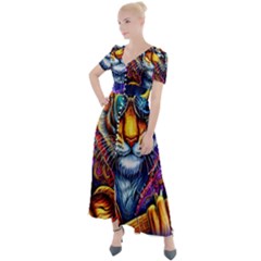 Tiger Rockingstar Button Up Short Sleeve Maxi Dress by Sparkle