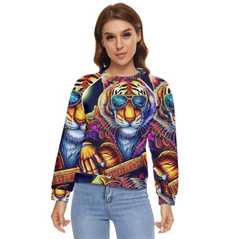 Tiger Rockingstar Women s Long Sleeve Raglan T-shirt by Sparkle