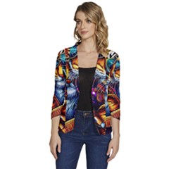 Tiger Rockingstar Women s One-button 3/4 Sleeve Short Jacket by Sparkle