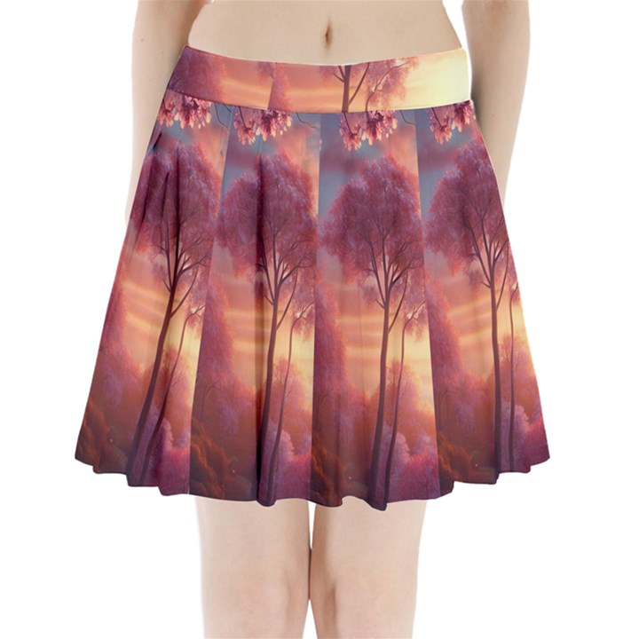 Pink Nature Pleated Mini Skirt