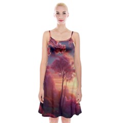 Pink Nature Spaghetti Strap Velvet Dress