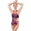 Pink Nature Cross Front Low Back Swimsuit View1