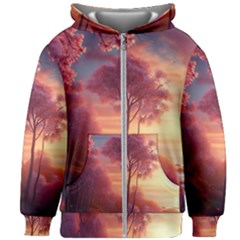 Pink Nature Kids  Zipper Hoodie Without Drawstring