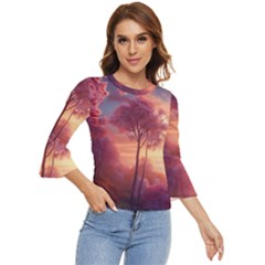 Pink Nature Bell Sleeve Top